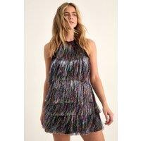 NastyGal Women's Tinsel Halter Neck Tiered Mini Dress | Size: 14
