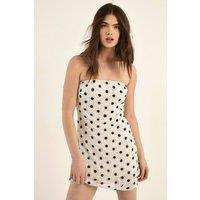NastyGal Women's Polka Dot Hand Embellished Scallop Hem Bandeau Mini Dress in White | Size: 12