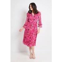 Wallis Women's Paisley Burn Out Ruffle Midi Dress in Pink | Size: 10