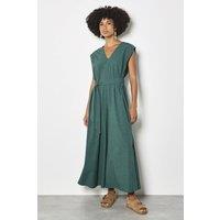 Apricot Women's Cotton Blend Wide-Leg Jumpsuit in Green | Size: 12