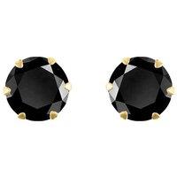 Jewelco London Women's 9ct Gold Black CZ Solitaire Claw Set Stud Earrings, 6mm 1.75CTS