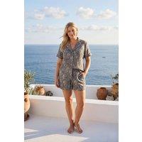 The Night Store Women's Wild Thing Linen Pyjama Short Set in Brown | Size: 6-8