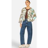 Yumi Women's Indian Print Reversible Cotton Quilted in Off-White | Size: 12