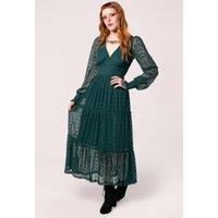 Hell Bunny Women's Rhianne V Neckline Maxi Dress in Green | Size: Medium