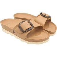 Avispas Women's Milano' TR Comfort Sole One-Strap Summer Slide Sandals in Tan | Size: 4