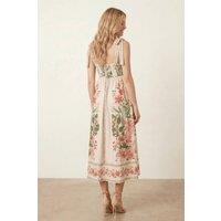 Style Cheat Women's Strappy Scarf Print Pink Floral Midi Dress | Size: 10