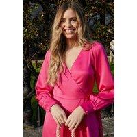 Style Cheat Women's Charlotte Wrap Midi Pink Dress | Size: 12