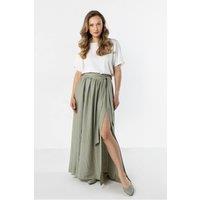 Love Lace Women's Flowy High Waist Maxi Skirt with Tie Style 225331 in Green | Size: Medium