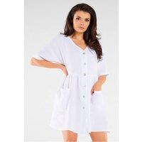 Love Lace Women's Classic Shirt Cut Daydress Made in Poland in White | Size: Large/XL