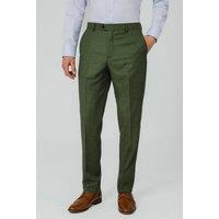 Dobell Men's Pine Green Suit Trousers Textured Weave | Size: 38R