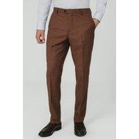 Dobell Men's Rust Brown Suit Trousers Textured Weave | Size: 44S