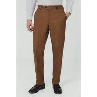 Dobell Men's Mid Brown Twill Suit Trousers | Size: 34R