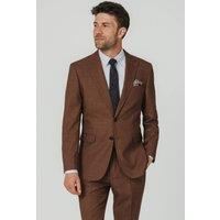 Dobell Men's Rust Brown Textured Weave 2 Piece Suit with Peak Lapel | Size: 42R
