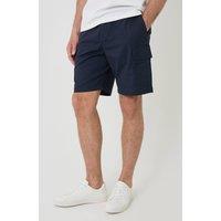 Threadbare Men's Regular Fit Textured Cargo Shorts in Navy | Size: 34R