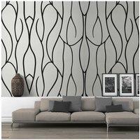 Living and Home 0.53x9.5m Modern Geometric Non-Woven Wallpaper Roll in White