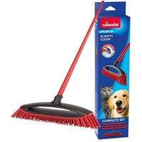 Vileda Pet Pro Always Clean Rubber Broom FH174000 - Rubber Bristles for Pe in Red