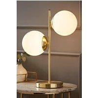ValueLights Jas Modern Gold Table Lamp With Frosted Glass Globe Shades