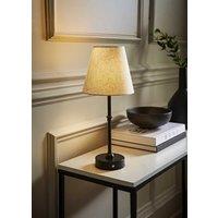 ValueLights Lowe Black Rechargeable Portable Table Lamp with Linen Lamp Shade