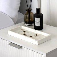 OHS Marble Effect Tray Resin Decorative Vanity Organiser Plate in White