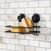 OHS Suction Shower Caddy Organiser Bathroom Wall Shelf in Black