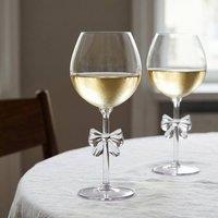 OHS Set of 2 Bow Picnic Wine Glasses Plastic Reusable Champagne Glass in Clear | Size: 2 Pack