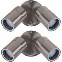 ValueLights Barrow Pair of 2 Way Silver Outdoor Wall Downlight