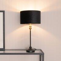 ValueLights Maggie Black Candlestick Table Lamp with Black & Gold Inner Lamp Shade & Bulb
