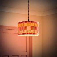 ValueLights Rae Pleated Stripe Multicolour Drum Easy Fit Light Lamp Shade & Bulb | Size: Large