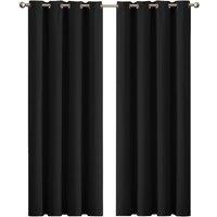 Marlow Blockout Curtains Blackout Window Curtain Draperies Pair Eyelet Bedroom Decor in Black | Size: 167 cm width x 137 cm drop