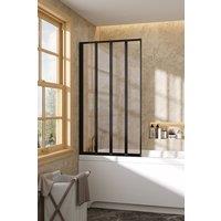 Living and Home 4 Panel Folding Over Bath Shower Screen in Black