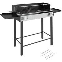 Rolipo Charcoal BBQ Rotisserie Grill Roaster with Side Shelves in Black