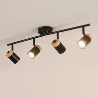 Pheashine Black Wood 4-Light Rotatable Ceiling Spotlight, GU10 Base, Bulbs Not