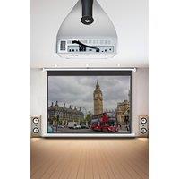 Living and Home 120 Motorized Electric Projection Screen 4:3 HD Screen Home Cinema Office With Remote Control in White