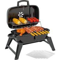 Rolipo Folding Charcoal BBQ Grill 1232cm Area Thermometer Black