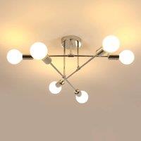 Pheashine Chrome 6-Light Sputnik Ceiling Light, Modern Flush Mount, E27 Bulb Not in Silver