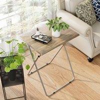 Huhote Folding Coffee Table Side Table End Table for Small Space Living Room in Brown