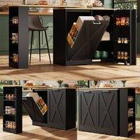 Rolipo 360 Rotating Kitchen Island Modern Black Sideboard Storage Cabinet