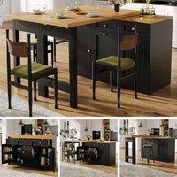 Rolipo Space-Saving Black Extendable Bar Table with Storage & Drawer