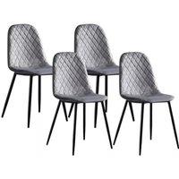 Alivio Pack of 4 Velvet Dining Chairs, Fabric Upholstered Seat with Metal Legs for Dressing Lounge Home Kitchen Counter Chairs (Grey) in Grey