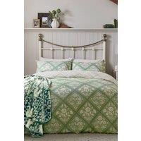 Helena Springfield 'Folk Trellis' Cotton Duvet Cover Set in Light Green | Size: Super King