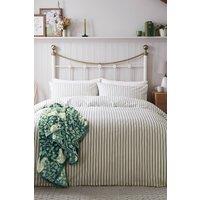Helena Springfield 'Ticking Stripe' Cotton Duvet Cover Set in Light Green | Size: Double