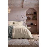 Abigail Ahern x Murmur 'Maeve Waffle' Cotton Duvet Cover Set in Cream | Size: Super King