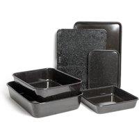 MasterClass 6pc Non-Stick Bakeware Set with 2x Roasting Pans & 4x Baking Trays in Black
