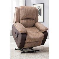 More4Homes Postana Dual Motor Electric Rise Recliner Jumbo Cord Fabric Chair in Brown
