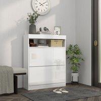 HOMCOM Narrow Shoe Cabinet, Wall Mounted or Freestanding Shoe Storage Cabinet with 2 Flip Drawers & Open Shelf for 12-16 Pairs of Shoes for Entryway