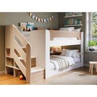 Flair Zeno Staircase Low Bunk with Storage in Light Oak | Size: Single