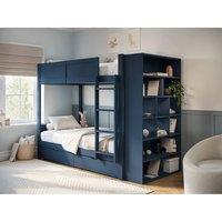 Flair Ruby Wooden Bunk Bed with Storage in Blue | Size: Single