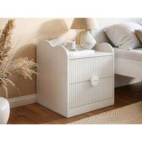 Flair Calista 2 Drawer Cloud Ribbed Bedside Table in White