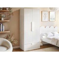 Flair Calista Ribbed Wardrobe 2 Doors with Drawer in White