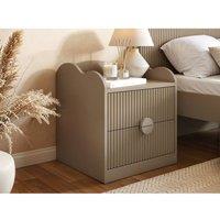 Flair Calista 2 Drawer Cloud Ribbed Bedside Table in Beige